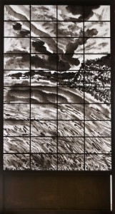 Half Moon Bay North Re papered Shoji Screen sumi ink on paper